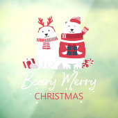 Polar Beary Merry Kerstmis ID851 Raamsticker (Vel 3)