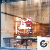 Polar Beary Merry Kerstmis ID851 Raamsticker (Cafe Raam)
