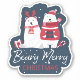 Polar Beary Merry Kerstmis ID851 Sticker