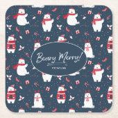 Polar Beary Merry kerstpatroon ID851 Kartonnen Onderzetters (Voorkant)