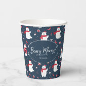 Polar Beary Merry kerstpatroon ID851 Papieren Bekers (Achterkant)