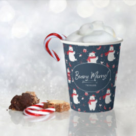 Polar Beary Prettig Kerstpatroon ID851 Papieren Bekers