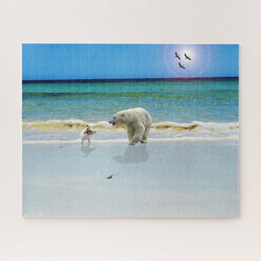 Polar Beer aan het strand, puzzel (Horizontaal)