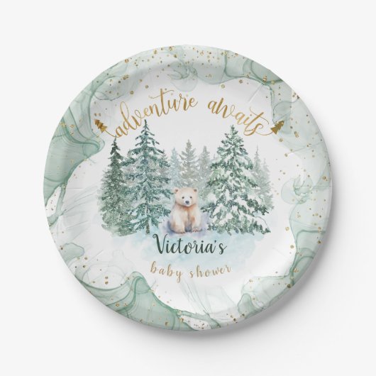 Polar Beer Adventure wacht op Baby shower Papieren Bordje (Voorkant)