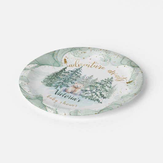 Polar Beer Adventure wacht op Baby shower Papieren Bordje (Gekanteld)