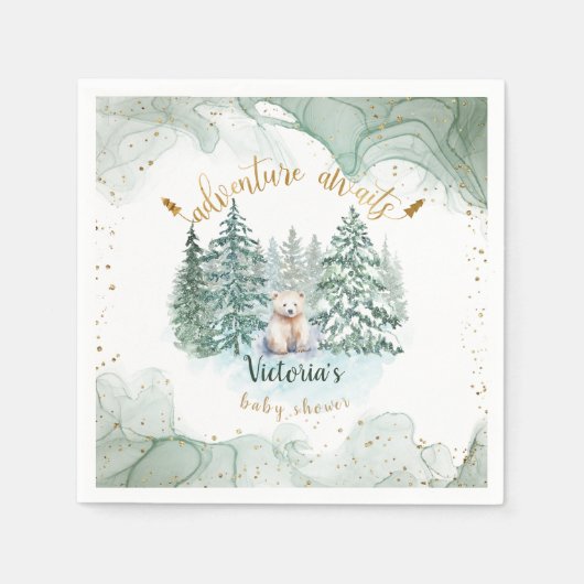 Polar Beer Adventure wacht op Baby shower Servet (Voorkant)