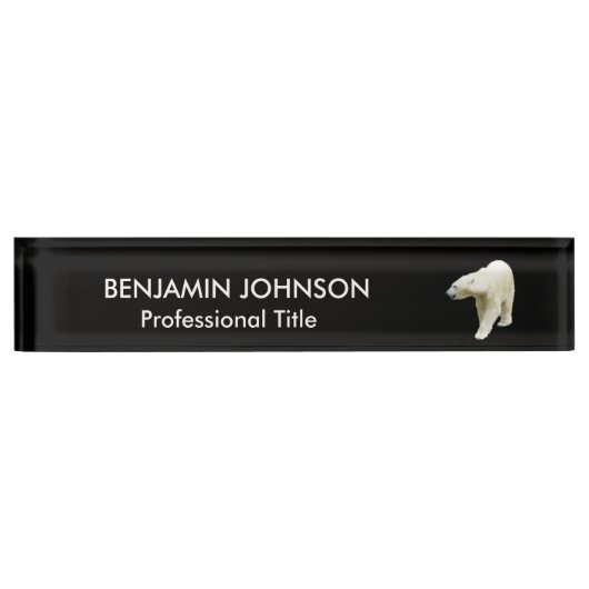 Polar Beer Animal op zwart Naambordje (Voorkant)