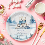 Polar beer arctische winter baby shower sjabloon papieren bordje<br><div class="desc">Polar beer arctische winter kunnen we bearly wachten baby shower servies gepersonaliseerde sjabloon borden,  waterverf schattige polar teddybeer dragen een blauwe sjaal zittend op ijsrots besneeuwde dennen winter thema baby shower welkom teken gepersonaliseerde baby shower borden</div>