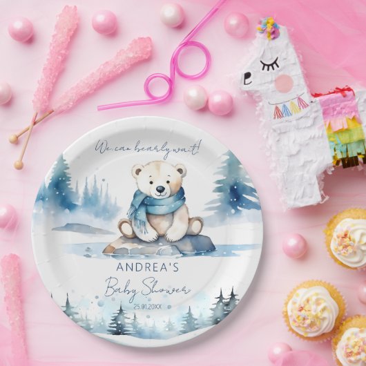 Polar beer arctische winter baby shower sjabloon papieren bordje (Feest)