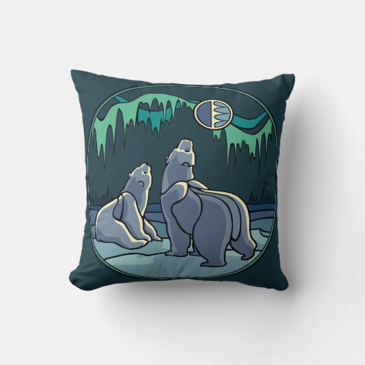 Polar Beer Art Pillow Moeder w. Baby Beren Pillow Kussen (Voorkant)