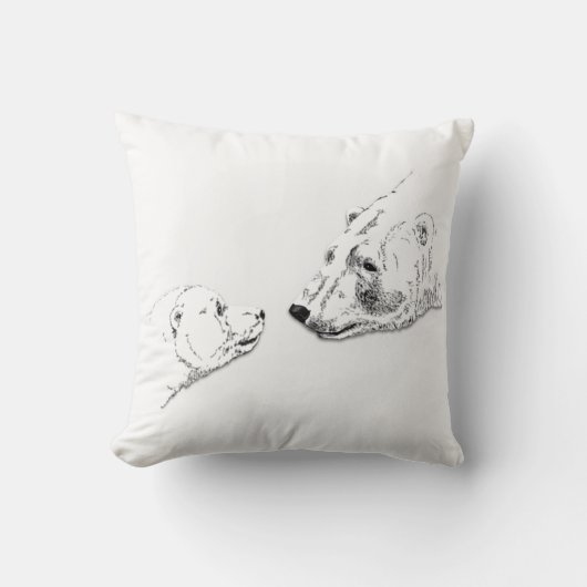 Polar Beer Art Pillow Moeder w. Baby Beren Pillow Kussen (Voorkant)