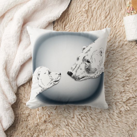 Polar Beer Art Pillow Moeder w. Baby Beren Pillow Kussen (Deken)
