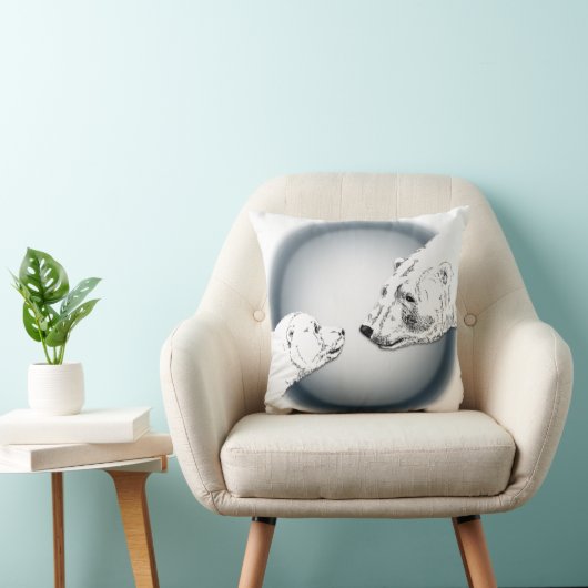 Polar Beer Art Pillow Moeder w. Baby Beren Pillow Kussen (Stoel)
