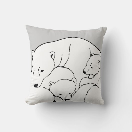 Polar Beer Art Pillow Moeder w. Baby Beren Pillow Kussen (Voorkant)