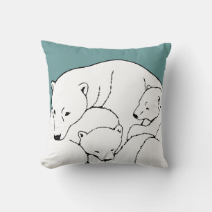 Polar Beer Art Pillow Moeder w. Baby Beren Pillow Kussen