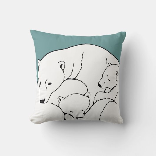 Polar Beer Art Pillow Moeder w. Baby Beren Pillow Kussen (Voorkant)
