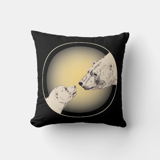 Polar Beer Art Pillow Moeder w. Baby Beren Pillow Kussen (Voorkant)