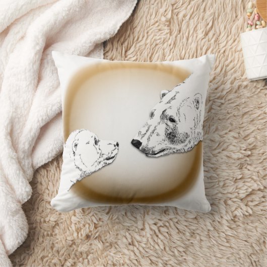 Polar Beer Art Pillow Moeder w. Baby Beren Pillow Kussen (Deken)