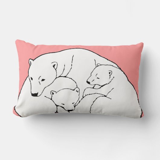 Polar Beer Art Pillow Moeder w. Baby Beren Pillow Kussen (Voorkant)