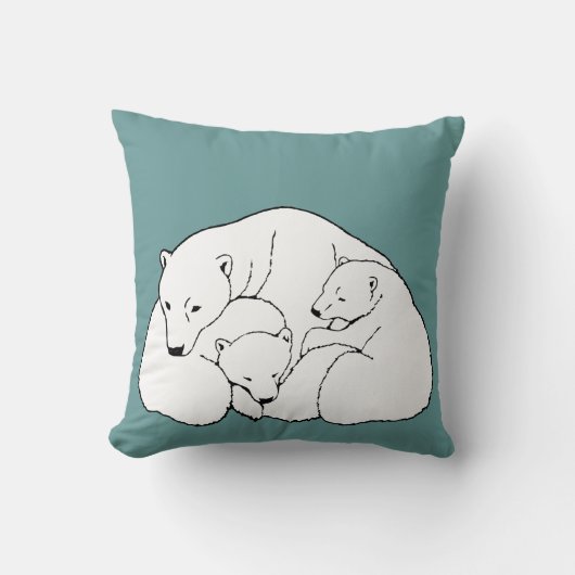 Polar Beer Art Pillow Moeder w. Baby Beren Pillow Kussen (Voorkant)