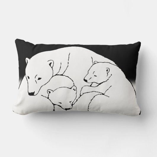 Polar Beer Art Pillow Moeder w. Baby Beren Pillow Kussen (Voorkant)