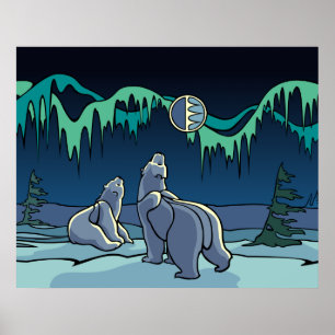 Polar Beer Art Poster Print First Nation Wildlife