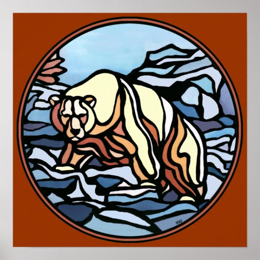 Polar Beer Art Print Tribal Wildlife Home Decor (Voorkant)