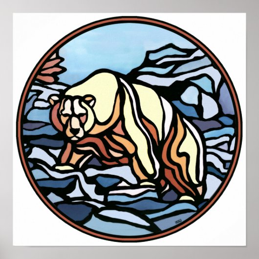 Polar Beer Art Print Tribal Wildlife Home Decor (Voorkant)