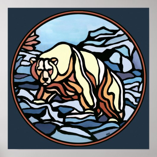 Polar Beer Art Print Tribal Wildlife Home Decor (Voorkant)