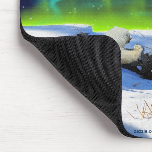 Polar Beer & Aurora Borealis Art Mousepad Muismat (Hoek)