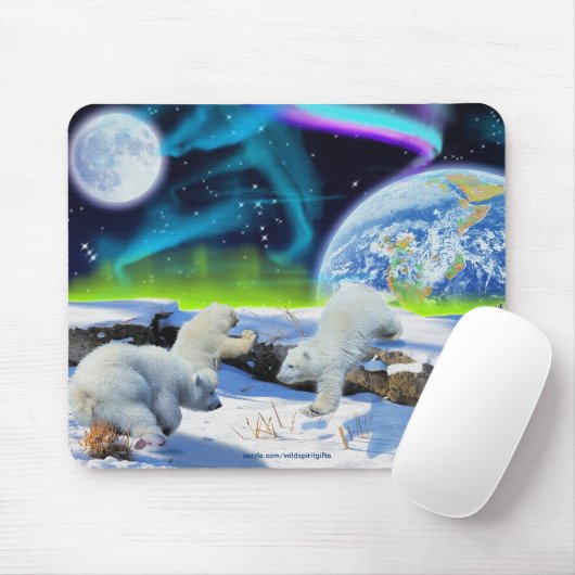 Polar Beer & Aurora Borealis Art Mousepad Muismat (Met muis)