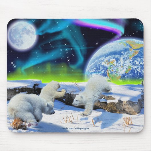Polar Beer & Aurora Borealis Art Mousepad Muismat (Voorkant)