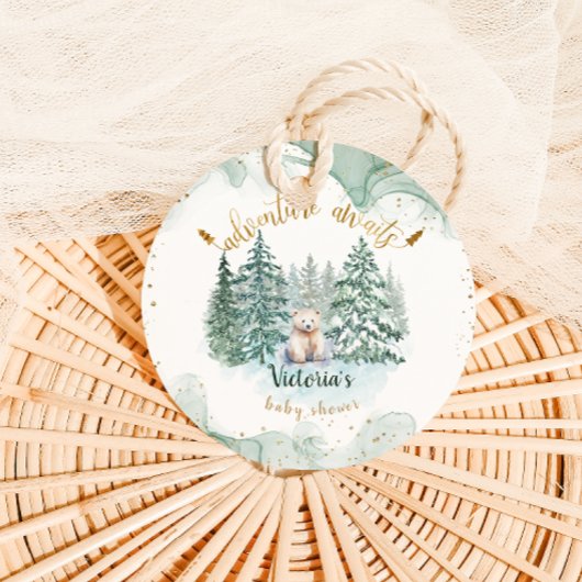 Polar Beer avontuur wacht op Schattige Baby shower Bedankjes Labels