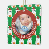 Polar beer baby 1st Kerstmis Pas fototekst aan Keramisch Ornament (Links)