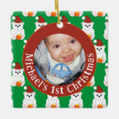 Polar beer baby 1st Kerstmis Pas fototekst aan Keramisch Ornament (Voorkant)