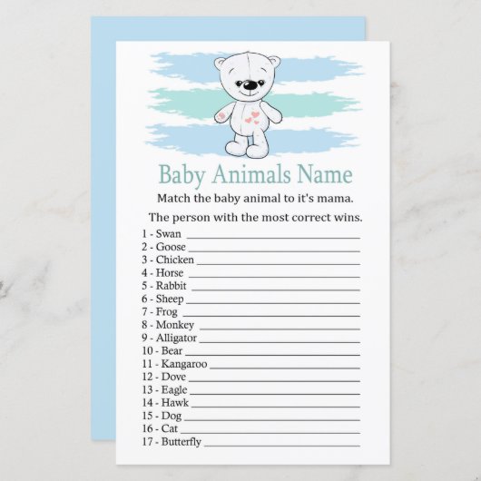 Polar beer Baby Animals Name Game (Voorkant / Achterkant)