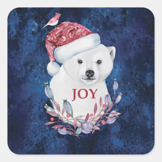 Polar Beer Baby Pet Vierkerst Plein Stisch Vierkante Sticker (Voorkant)