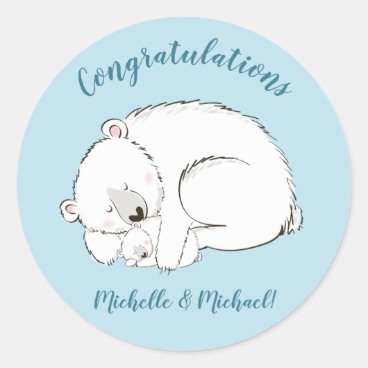 Polar Beer Baby shower Ronde Sticker (Voorkant)