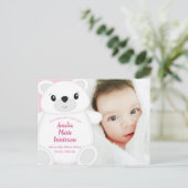 Polar Beer Baby shower Roze Briefkaart (Staand voorkant)