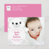 Polar Beer Baby shower Roze Briefkaart (Voorkant / Achterkant)