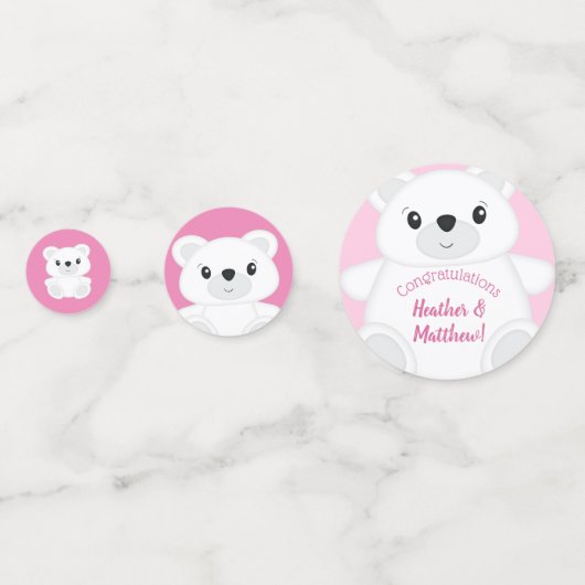 Polar Beer Baby shower Roze Confetti (Voorkanten)