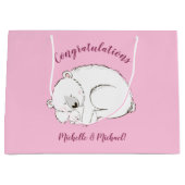 Polar Beer Baby shower Roze meisje Groot Cadeauzakje (Voorkant)