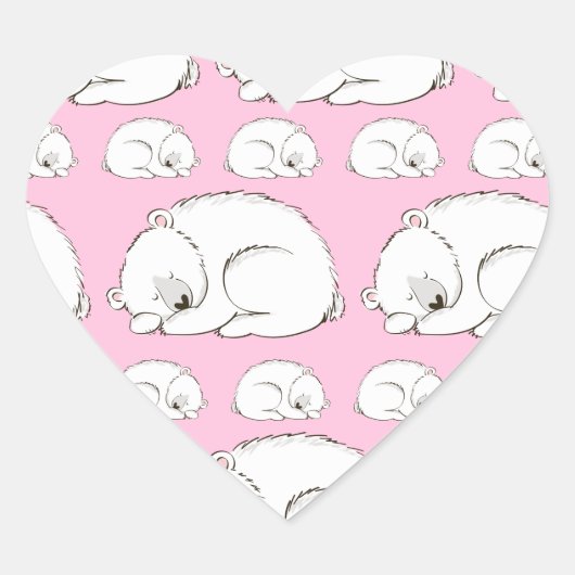 Polar Beer Baby shower Roze meisje Hart Sticker (Voorkant)
