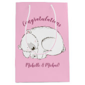 Polar Beer Baby shower Roze meisje Medium Cadeauzakje (Voorkant)