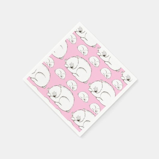 Polar Beer Baby shower Roze meisje Servet (Hoek)