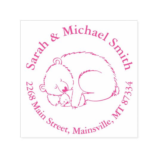 Polar Beer Baby shower Roze meisje Zelfinktende Stempel (Design)