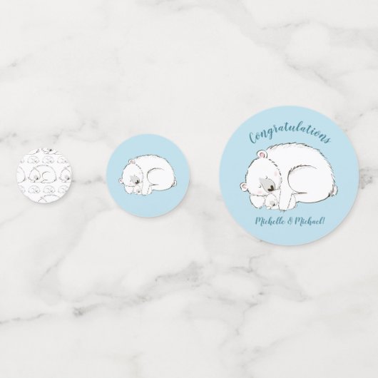 Polar Beer Baby shower Winter Blue Boy Confetti (Voorkanten)
