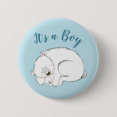 Polar Beer Baby shower Winter Blue Boy Ronde Button 5,7 Cm (Voorkant)