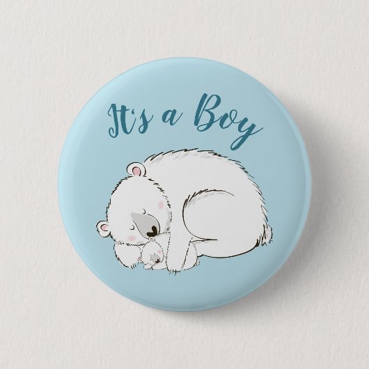 Polar Beer Baby shower Winter Blue Boy Ronde Button 5,7 Cm (Voorkant)