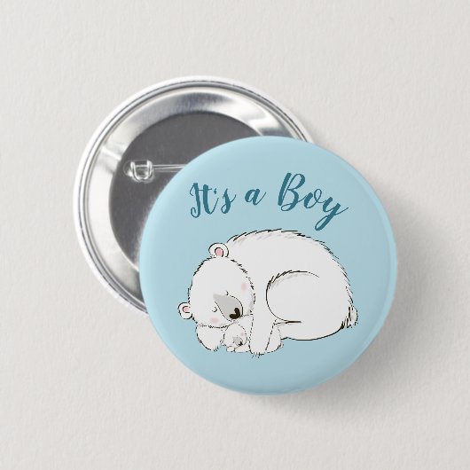 Polar Beer Baby shower Winter Blue Boy Ronde Button 5,7 Cm (Voorkant /achterkant)